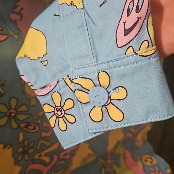 NWT Lazy Oaf oversized unisex button down jacket iconic graphics, pastels - Picture 7 of 10